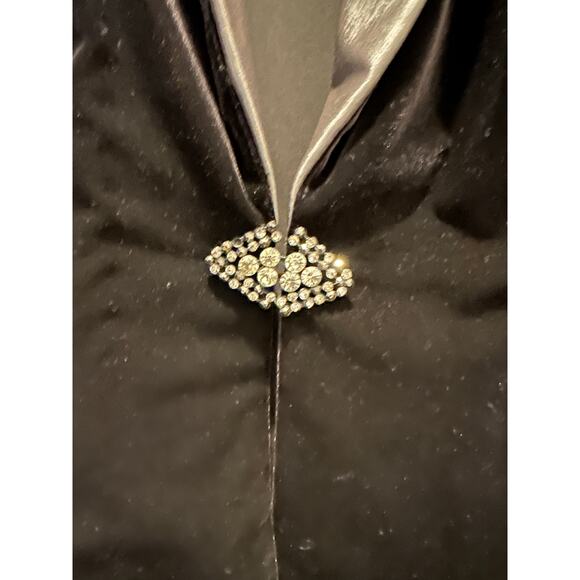 VTG Alex Evenings Black Velvet Blazer w/ Rhinestone Clasp Size XL Holiday - Picture 5 of 7